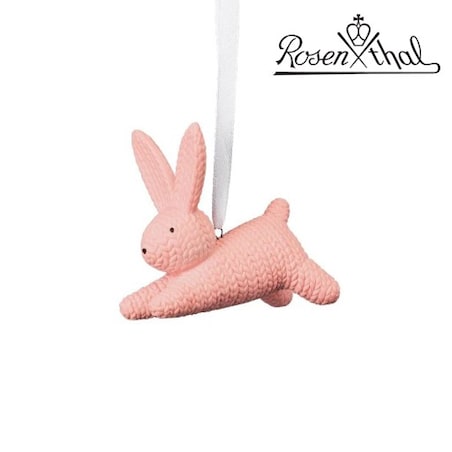 Rabbits - Zawieszka Zając porcelanowy różowy 7 cm