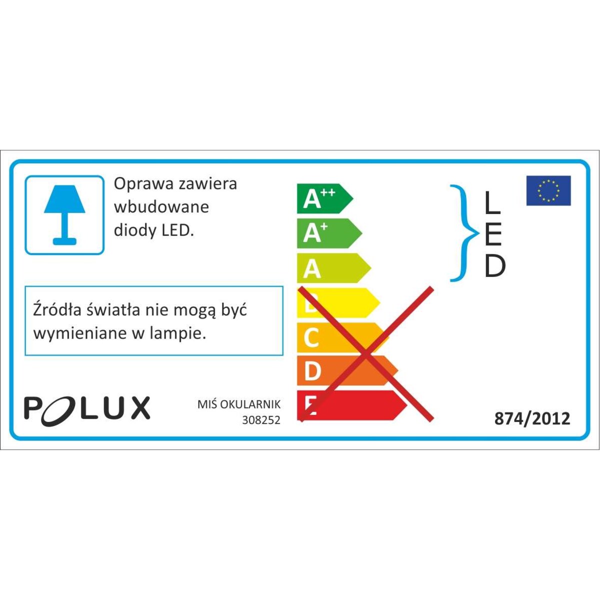 Dziecięca LAMPKA stojąca MIŚ OKULARNIK 308252 Polux biurkowa LAMPA nocna LED 2,5W 3000K do pokoju dziecięcego animals niebieska