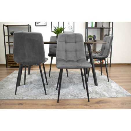 Krzesło Do Jadalni Kuchni Salonu Kara - Ciemny Szary Aksamit