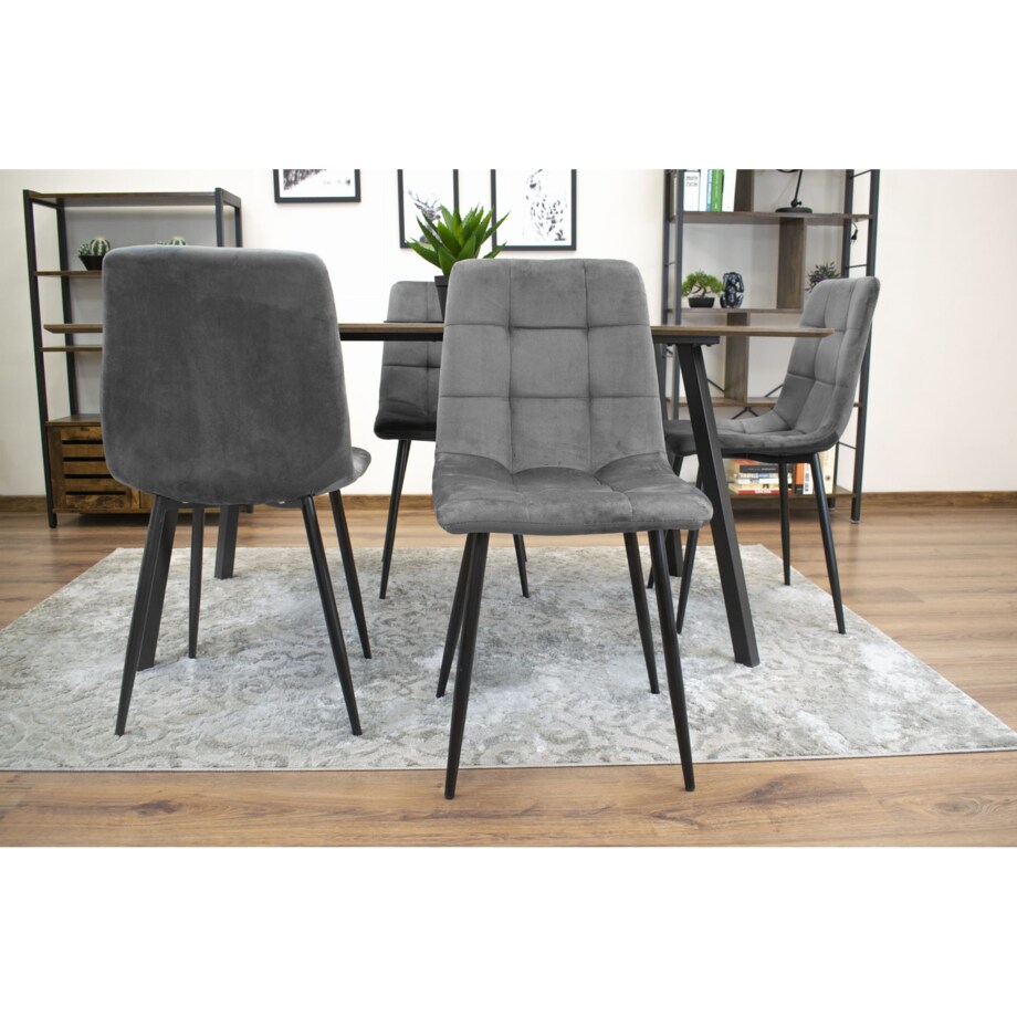 Krzesło Do Jadalni Kuchni Salonu Kara - Ciemny Szary Aksamit