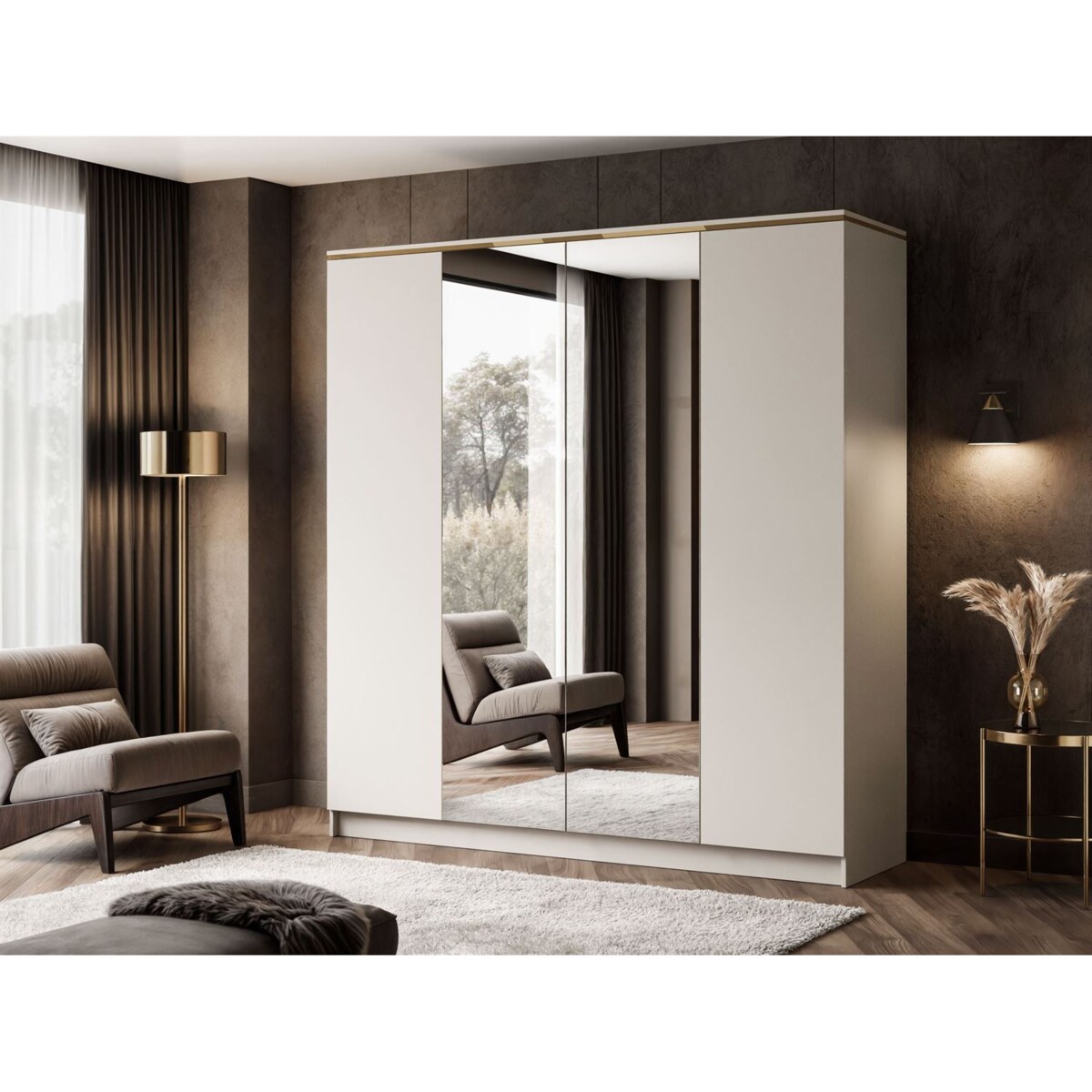 Szafa z lustrem AURORA 4D KASZMIR push to open