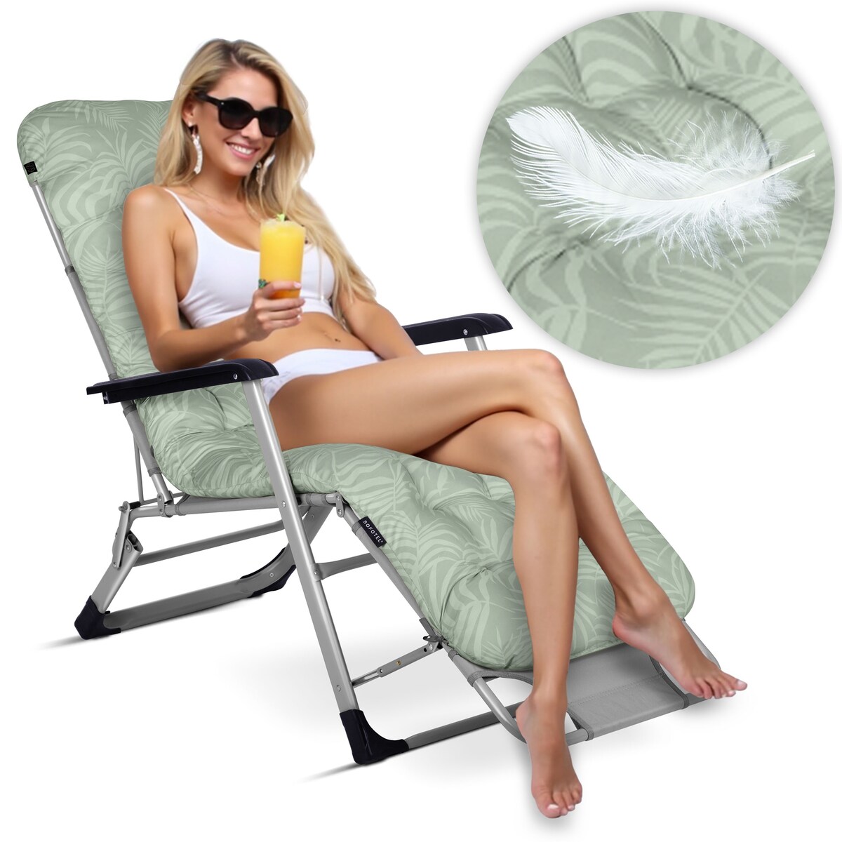 Leżak ogrodowy grawitacyjny z poduszką Sofotel składany fotel na taras balkon