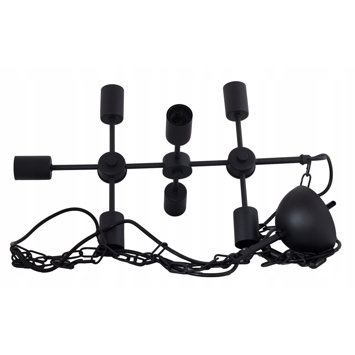 LAMPA wisząca RETRO metalowa czarna na 7 żarówek
