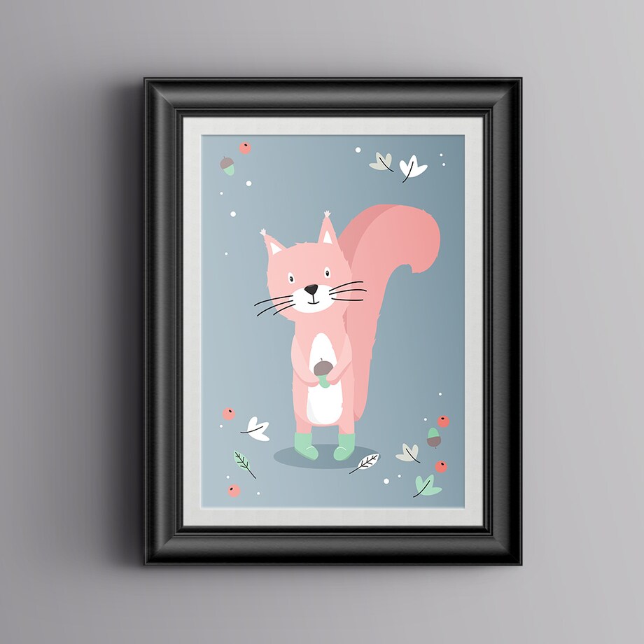 Plakat dla dzieci Wiewiórka psotka 50x70