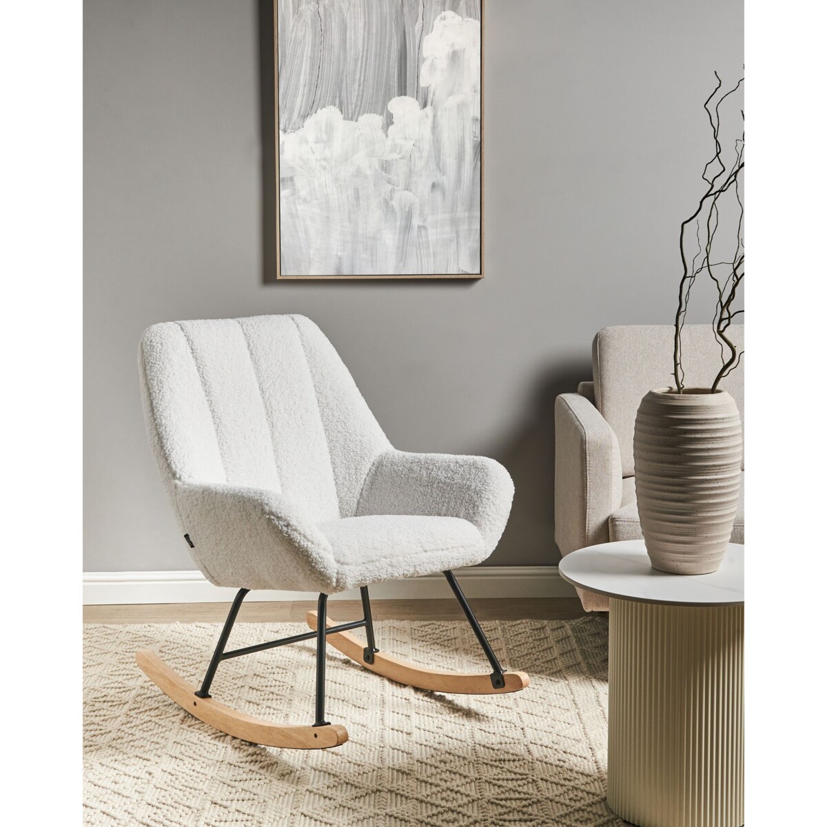 Fotel bujany KINNO Boucle Złamana biel