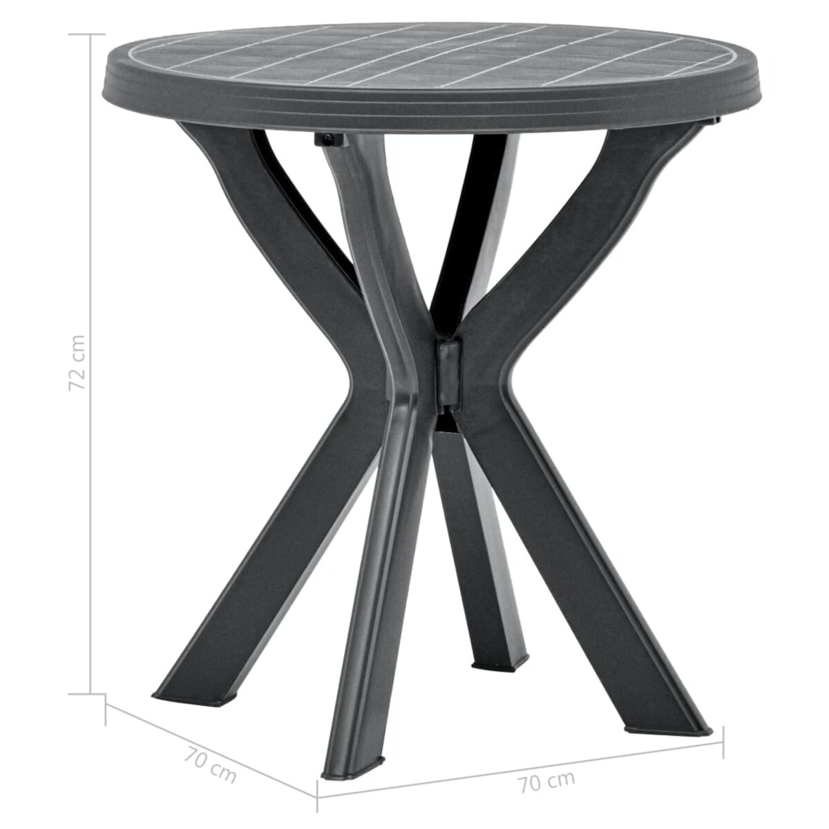 vidaXL Stolik bistro, antracytowy, Ø70 cm, plastikowy