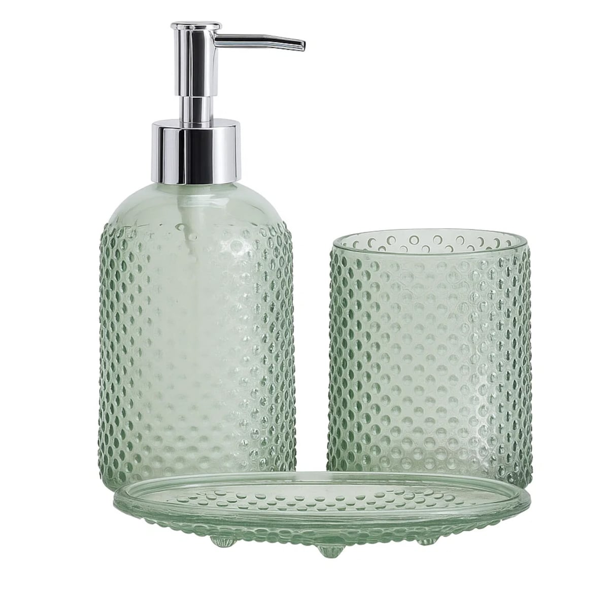 Zestaw łazienkowy NODE, dozownik, kubek na szczoteczki i mydelniczka, 3 elementy