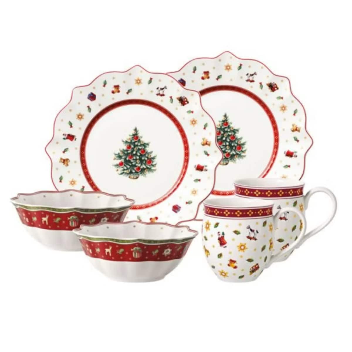 Zestaw świątecznych naczyń dla 2 osób biały Toy's Delight, Villeroy & Boch