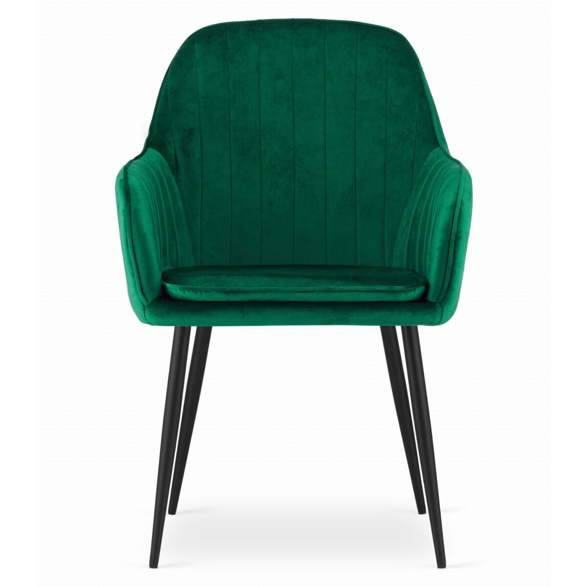 Krzesło Do Jadalni Kuchni Salonu Lugo - Aksamit Zielony / Nogi Czarne X 2