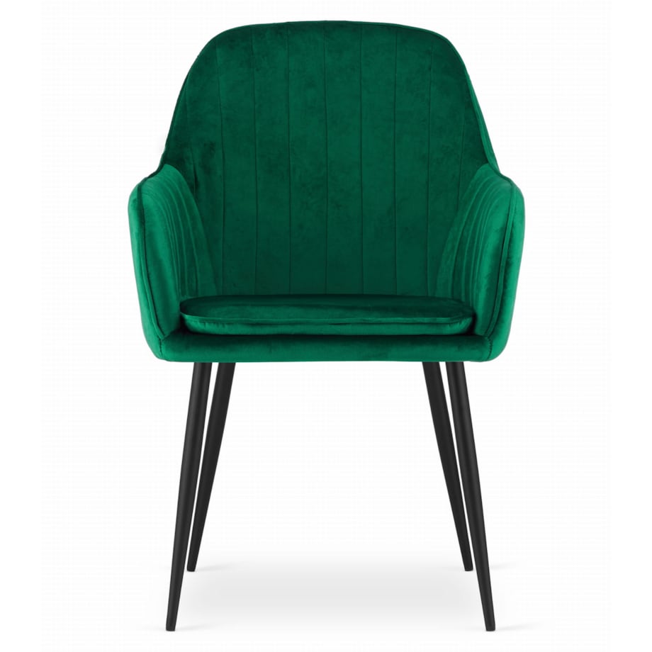 Krzesło Do Jadalni Kuchni Salonu Lugo - Aksamit Zielony / Nogi Czarne X 2