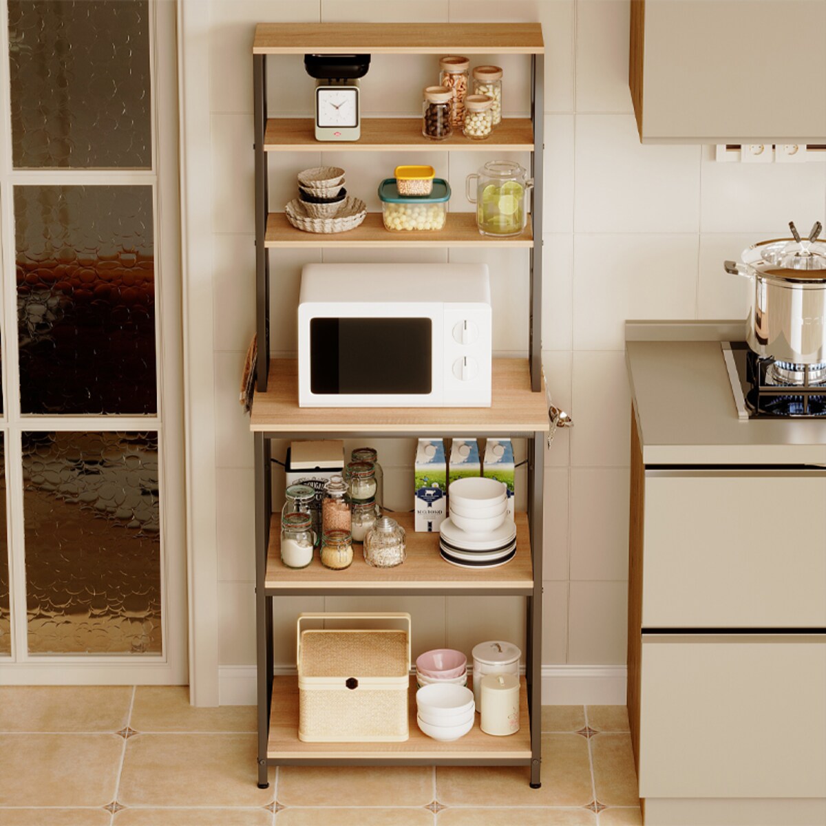 Wielofunkcyjny regał szafka kuchenna jasny brąz sonoma loft