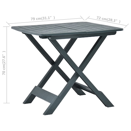 vidaXL Składany stolik ogrodowy, zielony, 79x72x70 cm, plastik