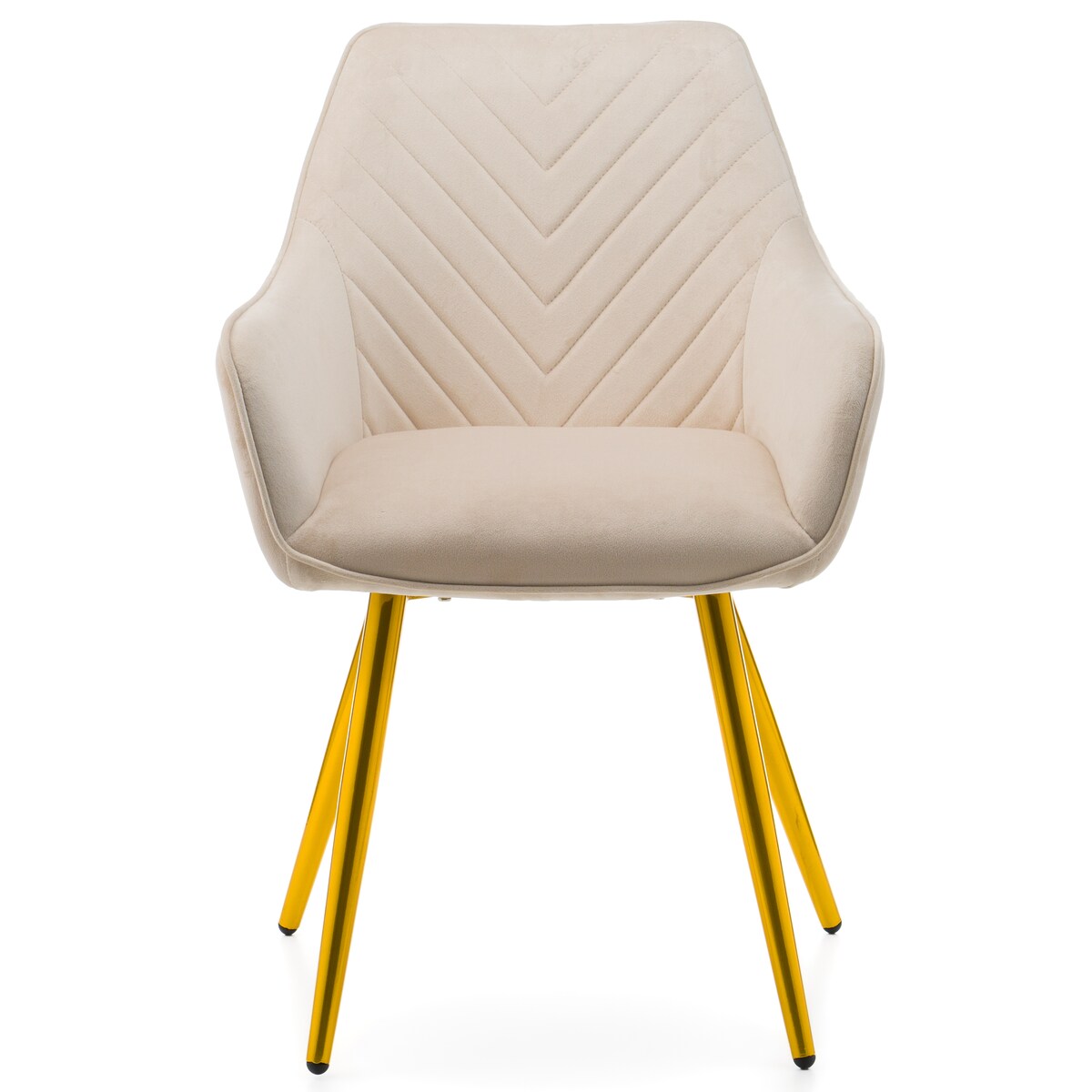 Krzesło tapicerowane welurowe do salonu jadalni VASTO beżowe nogi złote