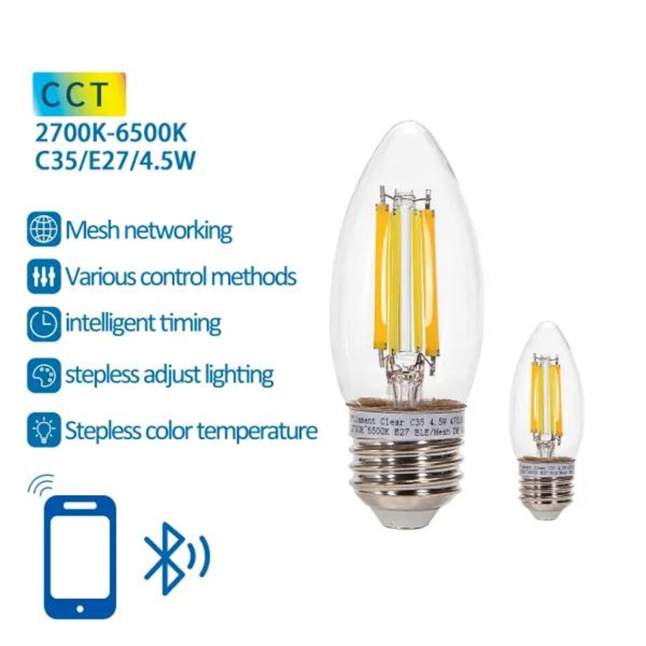 inteligentna żarówka bluetooth mesh c35 4.5w cct 2 szt. ,z pilotem