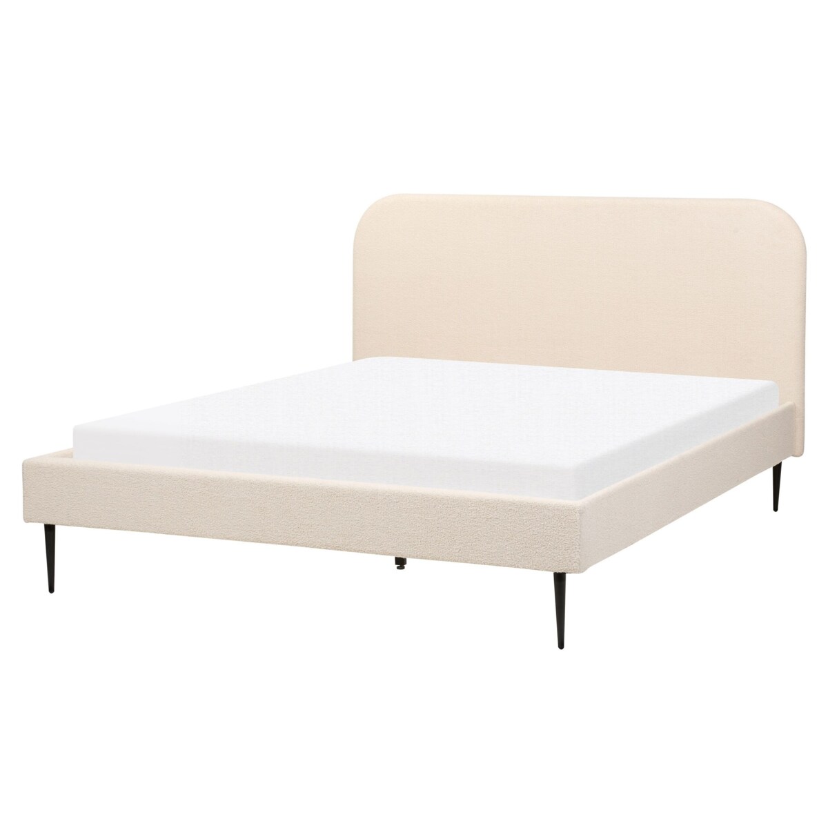 Łóżko boucle 160 x 200 cm beżowe FLAYAT