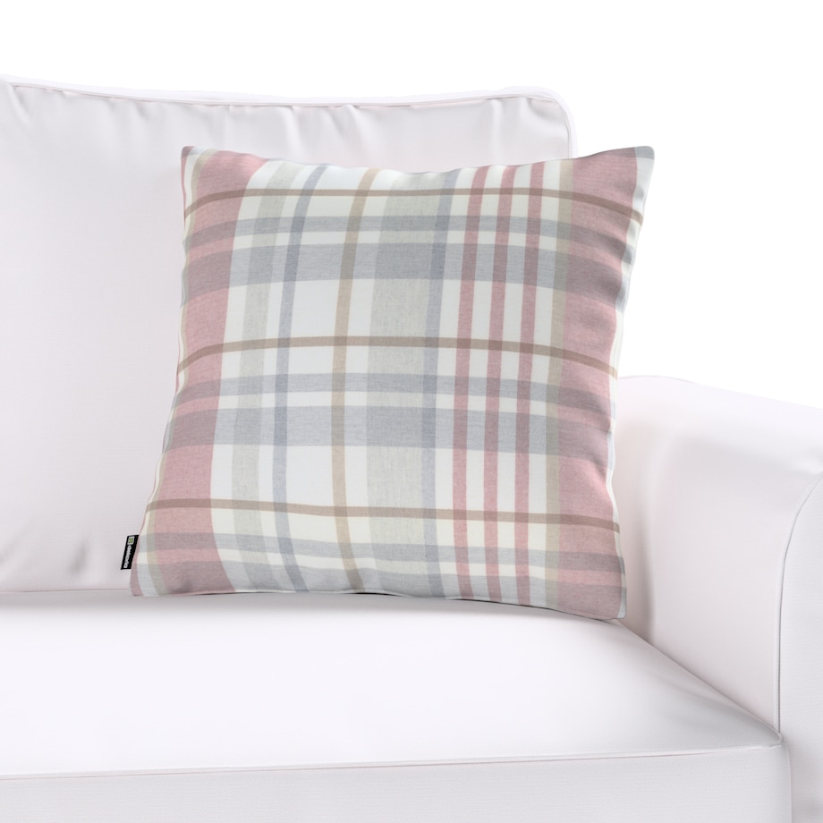 Poszewka Kinga na poduszkę 50x50 kratka czerwono-szary melanż