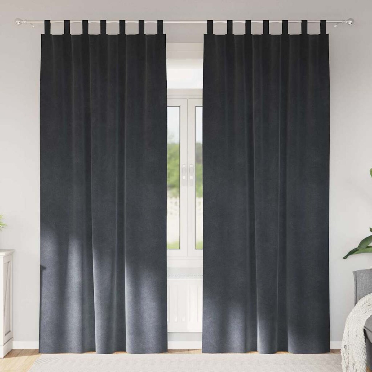vidaXL Zasłony z zasłonami 2 pcs Jasnoszary 140 x 260 cm Aksamit