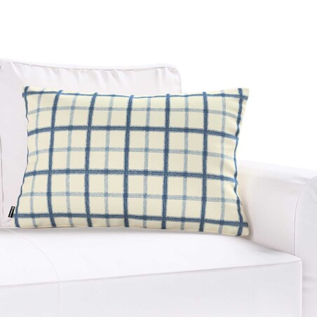 Poszewka Kinga na poduszkę prostokątną 60x40 niebieska kratka tle ecru