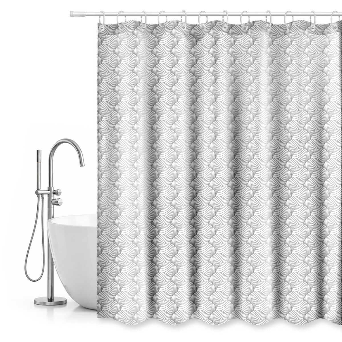 zasłona prysznicowa 180 x 200 cm zasłonka tekstylna srebrna