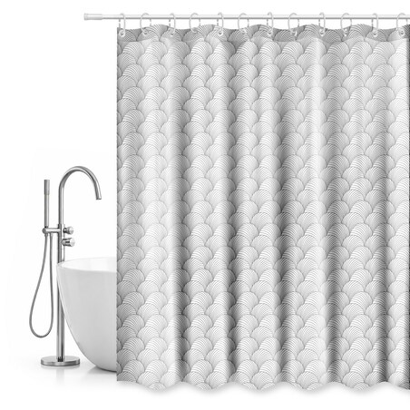 zasłona prysznicowa 180 x 200 cm zasłonka tekstylna srebrna