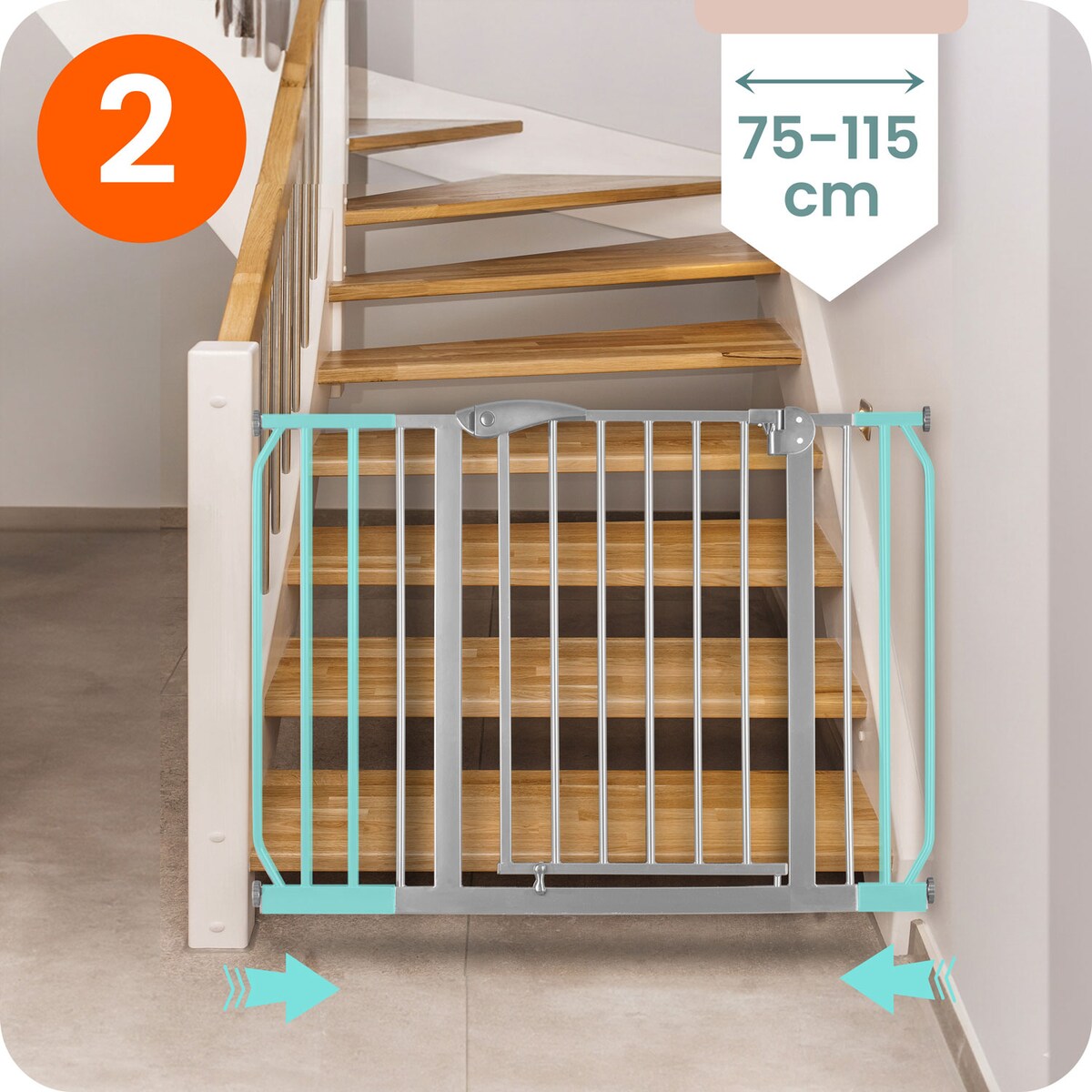 Barierka zabezpieczająca Nukido na schody drzwi rozporowa 75-115cm szara 718301