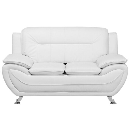 Komplet wypoczynkowy ekoskóra 6-osobowy biały LEIRA