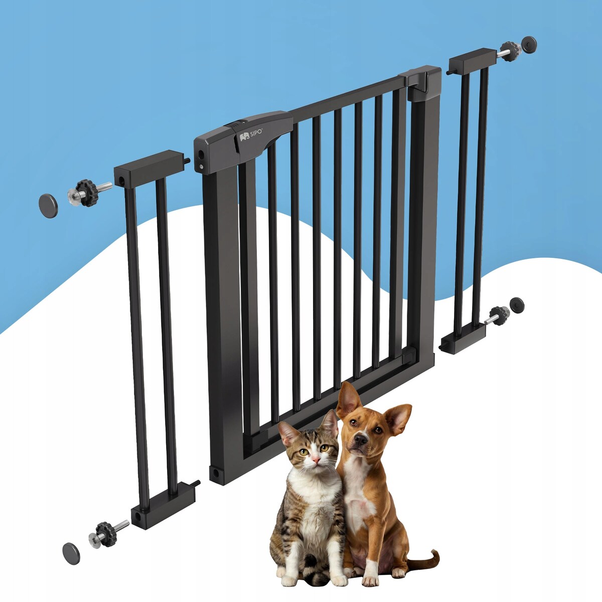 bramka na schody zabezpieczająca, barierka ochronna, sipo, 75-103 cm, czarna