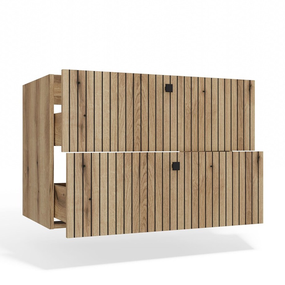 SZAFKA POD UMYWALKĘ TIGO 80 2S DĄB EVOKE 2 SZUFLADY RYFLOWANY FRONT WISZĄCA