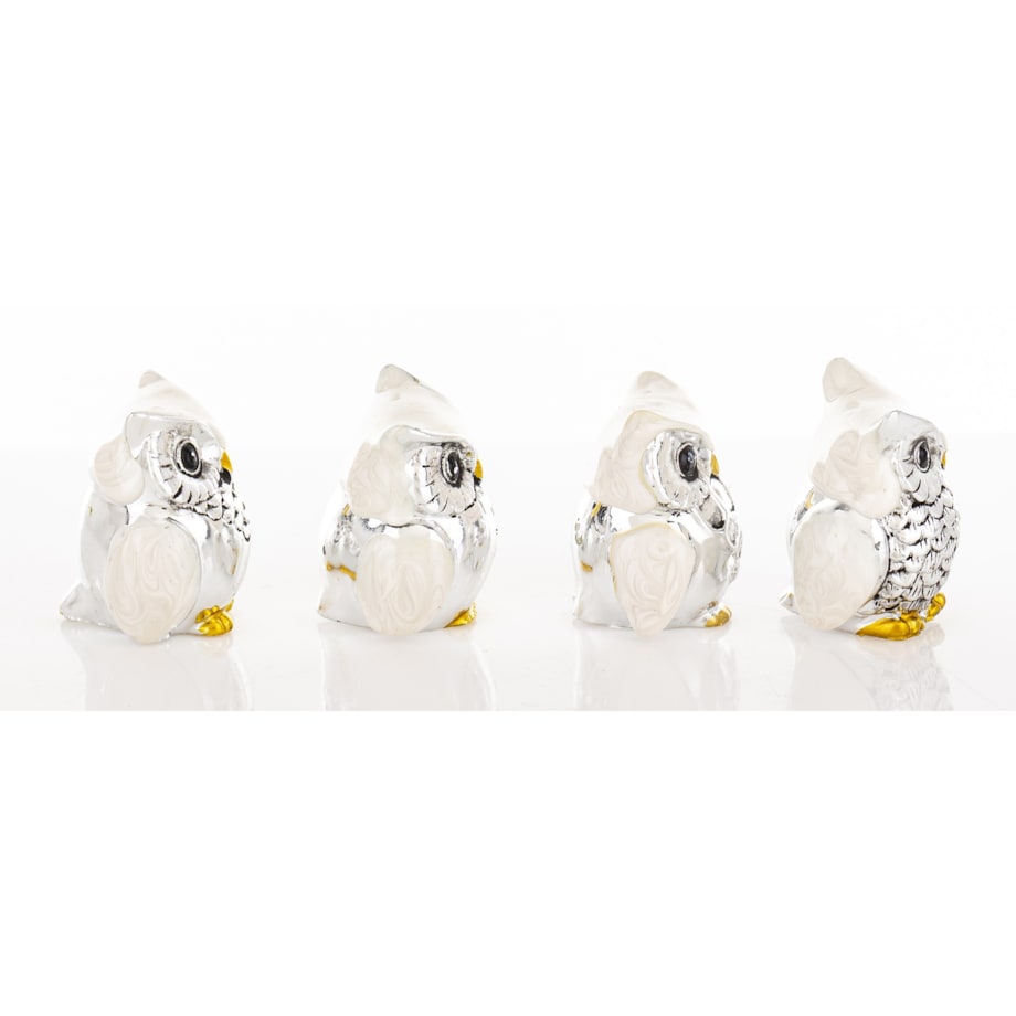 Dekoracja - figurki sówki 4 szt. 3,5x3x2,5 cm OWLS