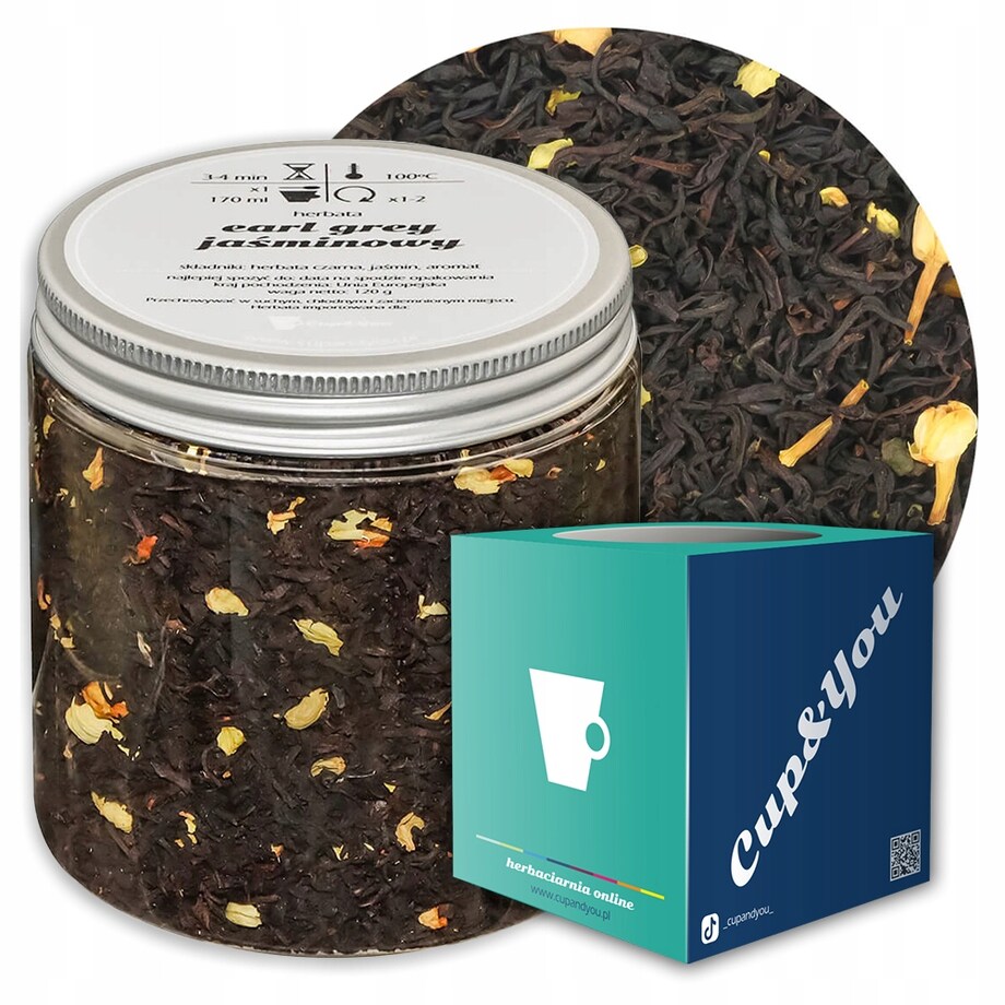 Herbata czarna sypana EARL GREY JAŚMINOWY o smaku bergamotki z nutą jaśminu - herbata liściasta sypana mieszanka napar susz - gotowa na prezent upominek