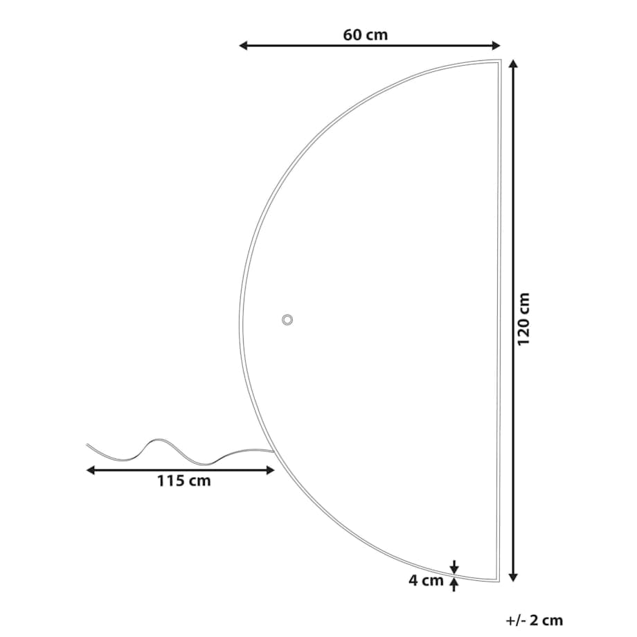 Półokrągłe lustro ścienne LED 60 x 120 cm srebrne LOUE