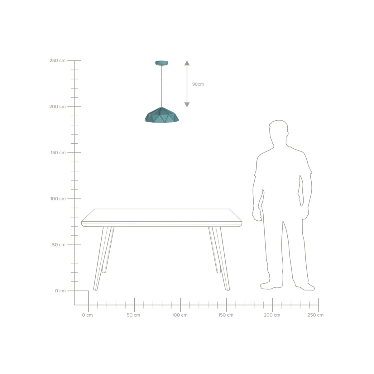 Lampa wisząca metalowa turkusowa SENIA