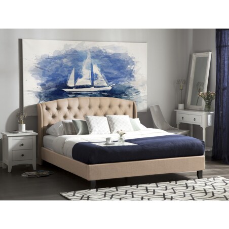 Łóżko tapicerowane 160 x 200 cm beżowe BORDEAUX
