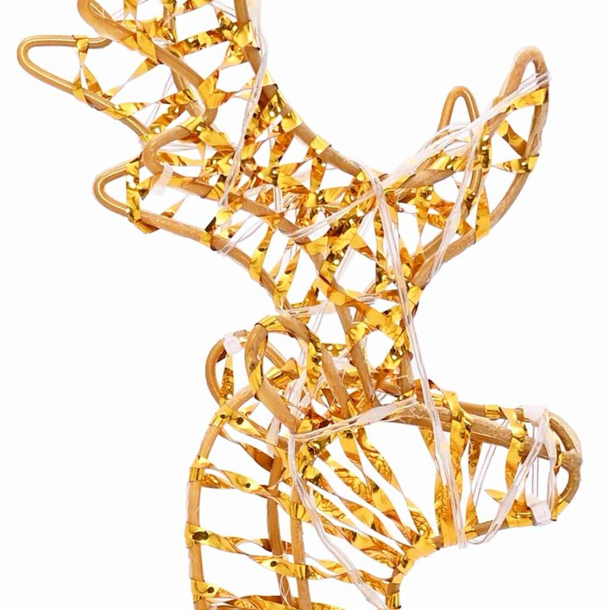 vidaXL Renifer ciągnący sanie Ciepła biel 30 x 12 x 55 cm PET