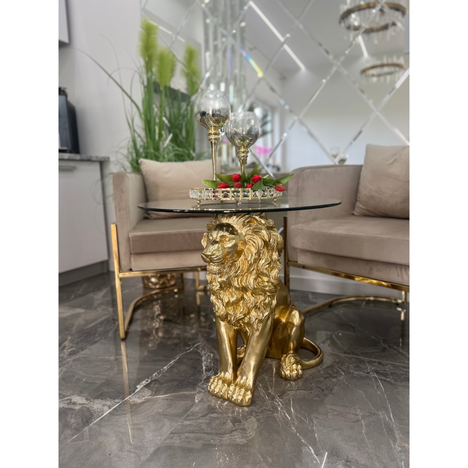Stolik kawowy nowojorski złoty Lew Premium 60x60x62