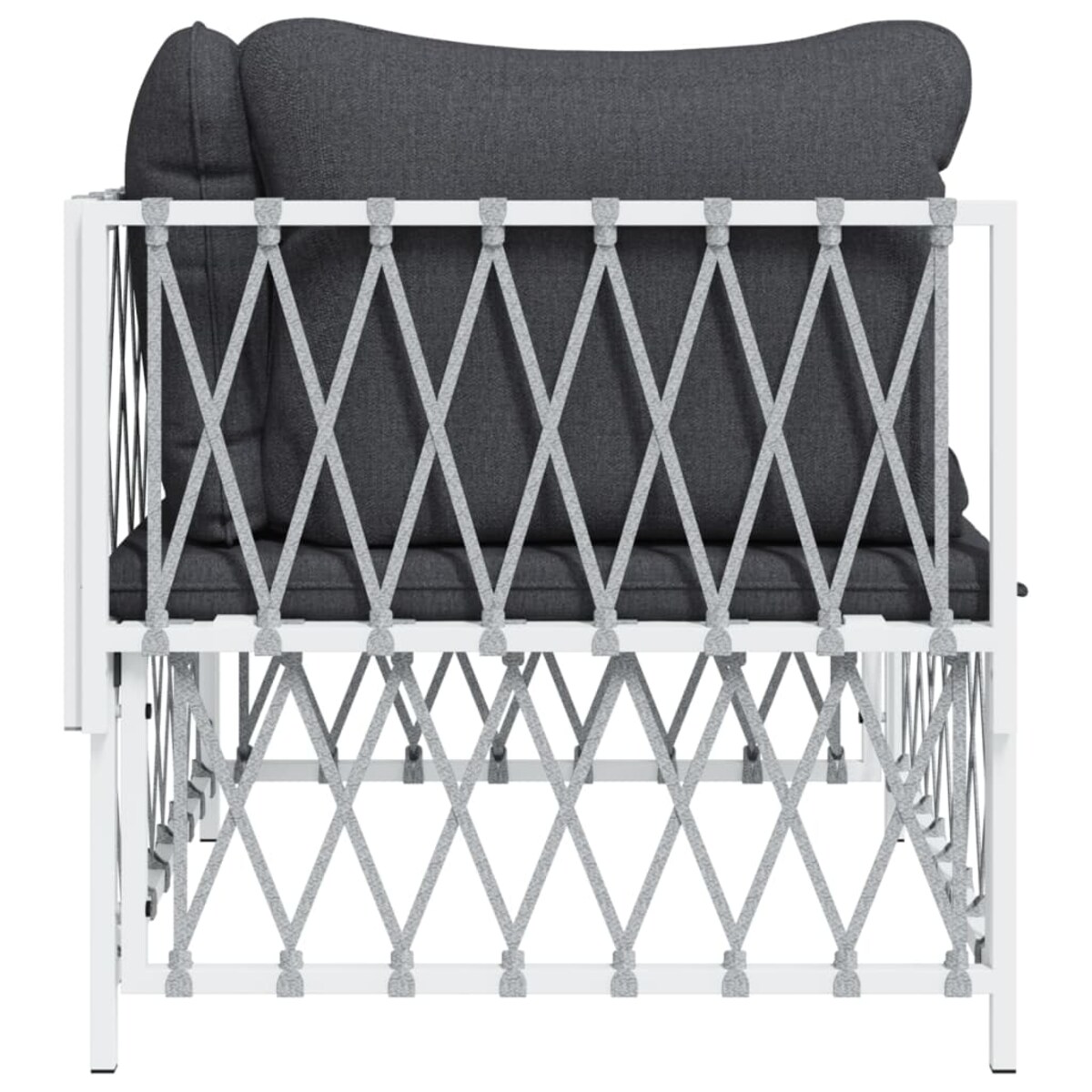 vidaXL Narożny moduł sofy ogrodowej z poduszkami, biała, plecionka