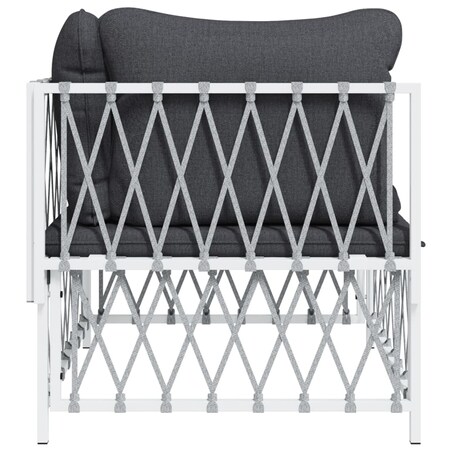 vidaXL Narożny moduł sofy ogrodowej z poduszkami, biała, plecionka