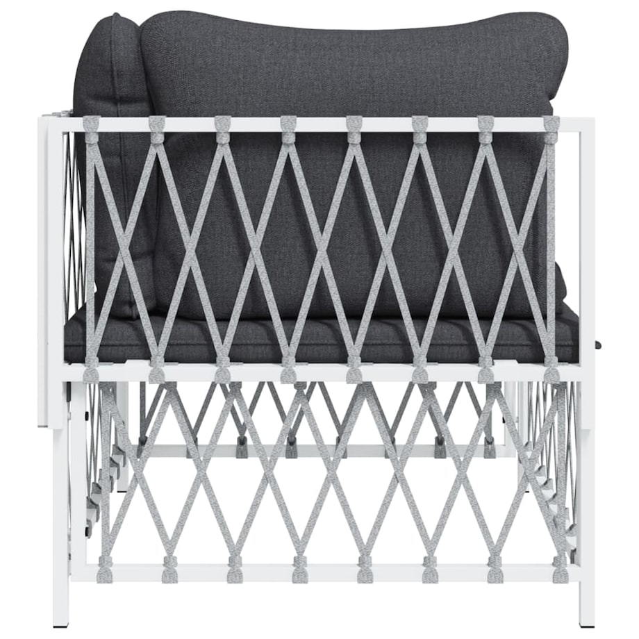 vidaXL Narożny moduł sofy ogrodowej z poduszkami, biała, plecionka