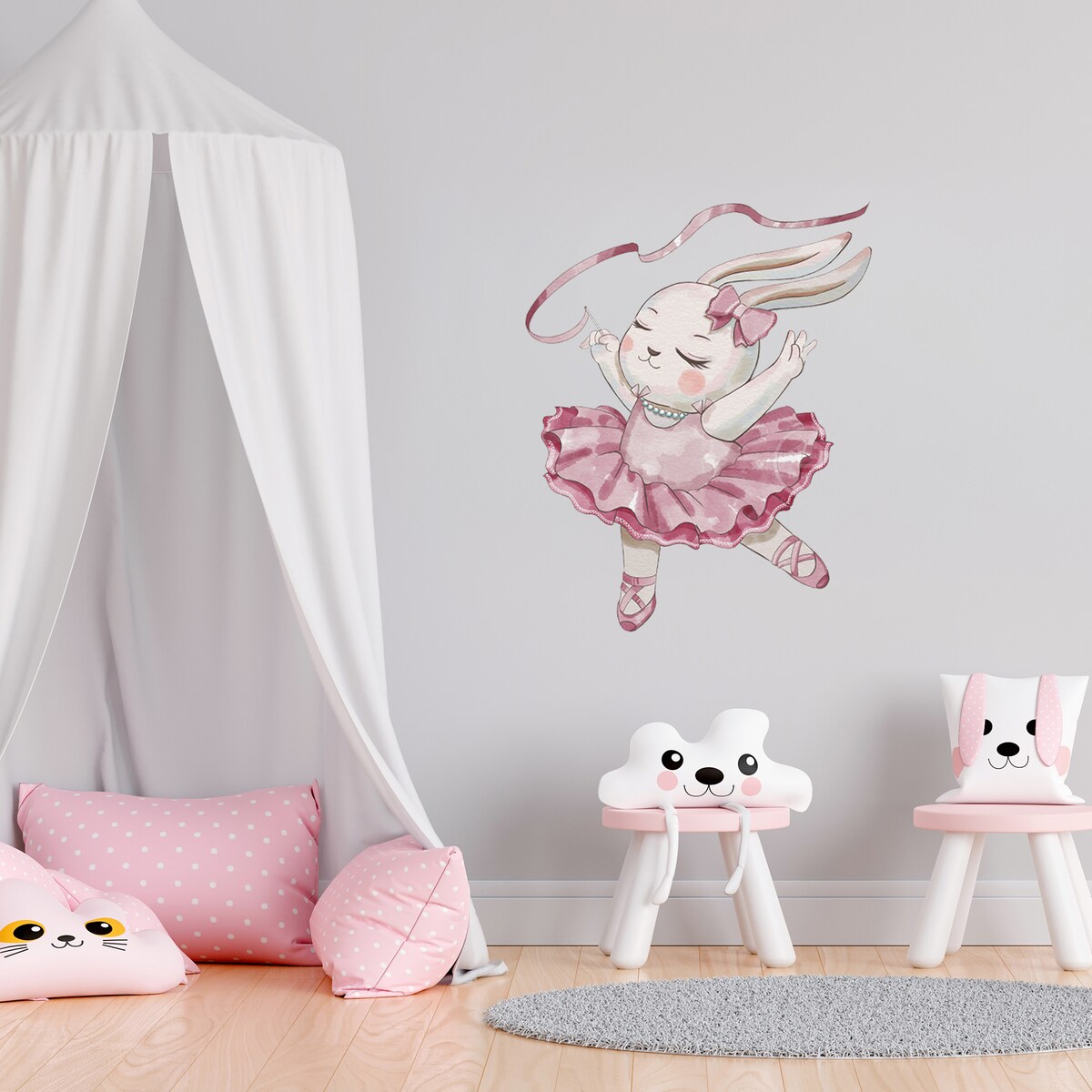 naklejki na ścianę do pokoju dziecka, sipo, króliczek baletnica