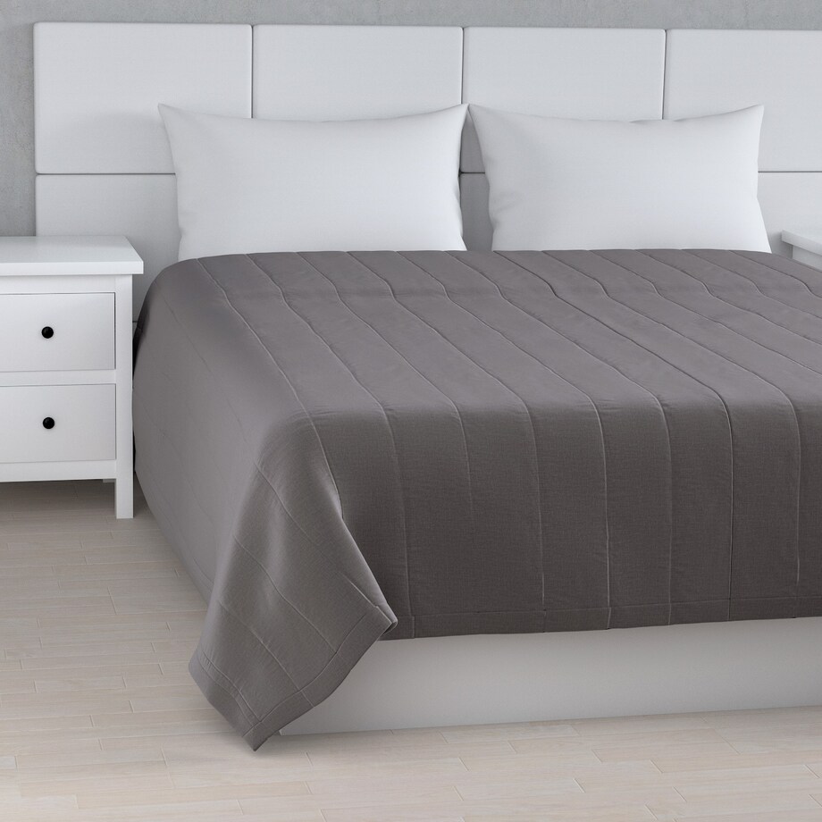 Narzuta pikowana w pasy 130x210 brązowy welwet