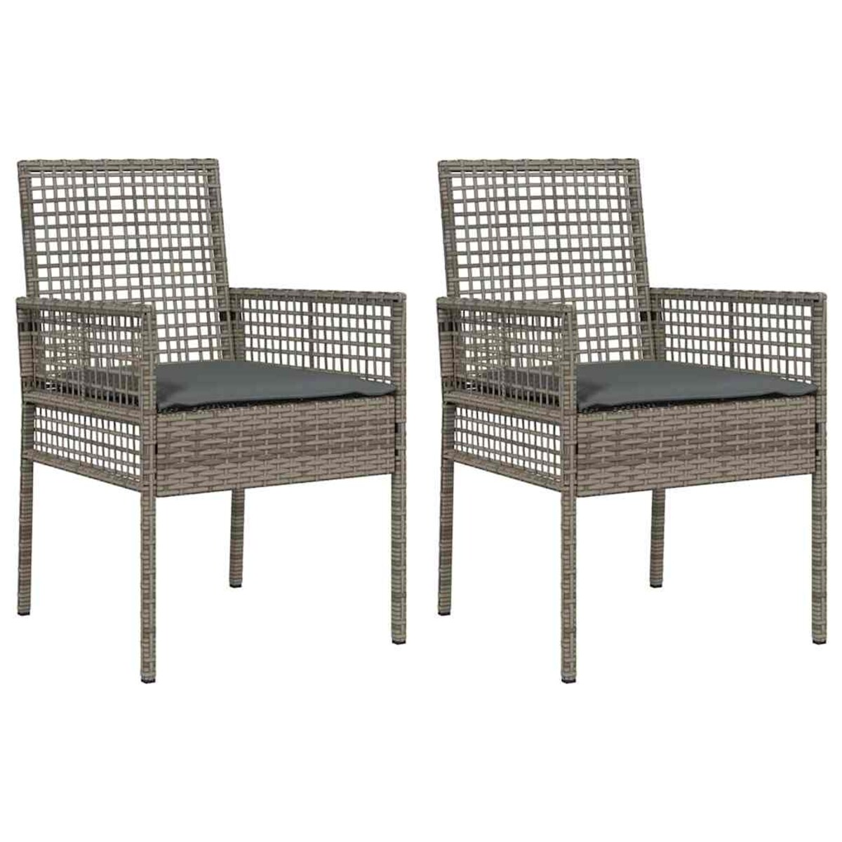 vidaXL Krzesło Ogrodowe 2 pcs Szary 53 x 60 x 85cm polirattan