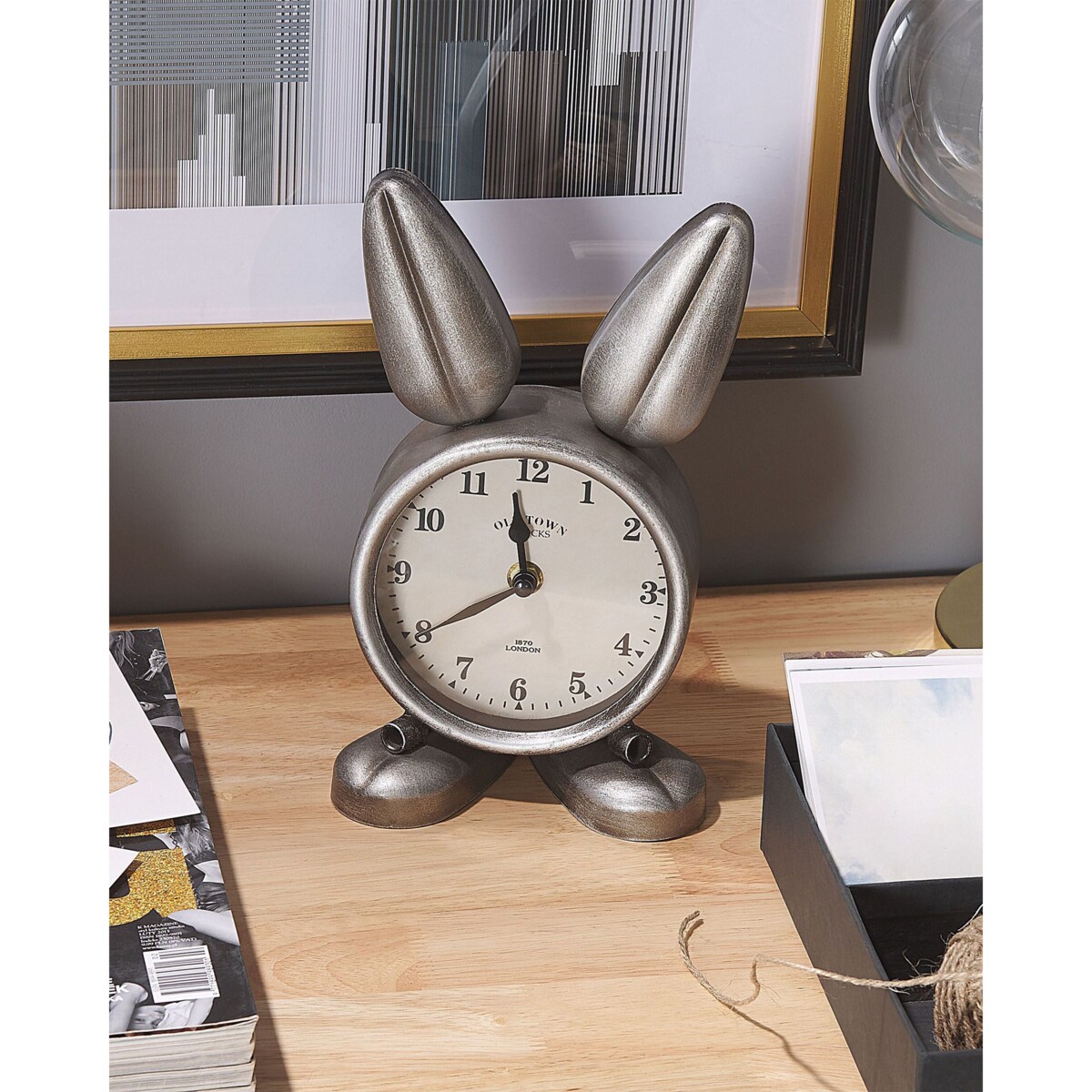 Zegar biurkowy THUSIS 15 cm Metal Srebrny