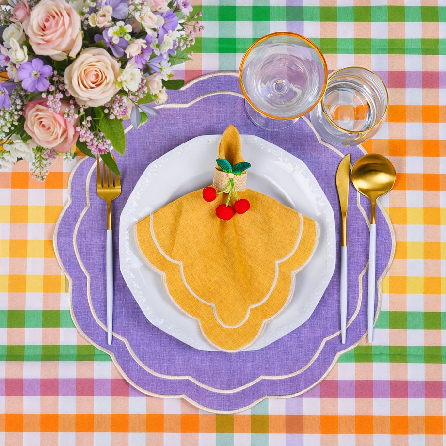 Bieżnik w drobną kratę Rainbow Gingham – 50 × 150 cm