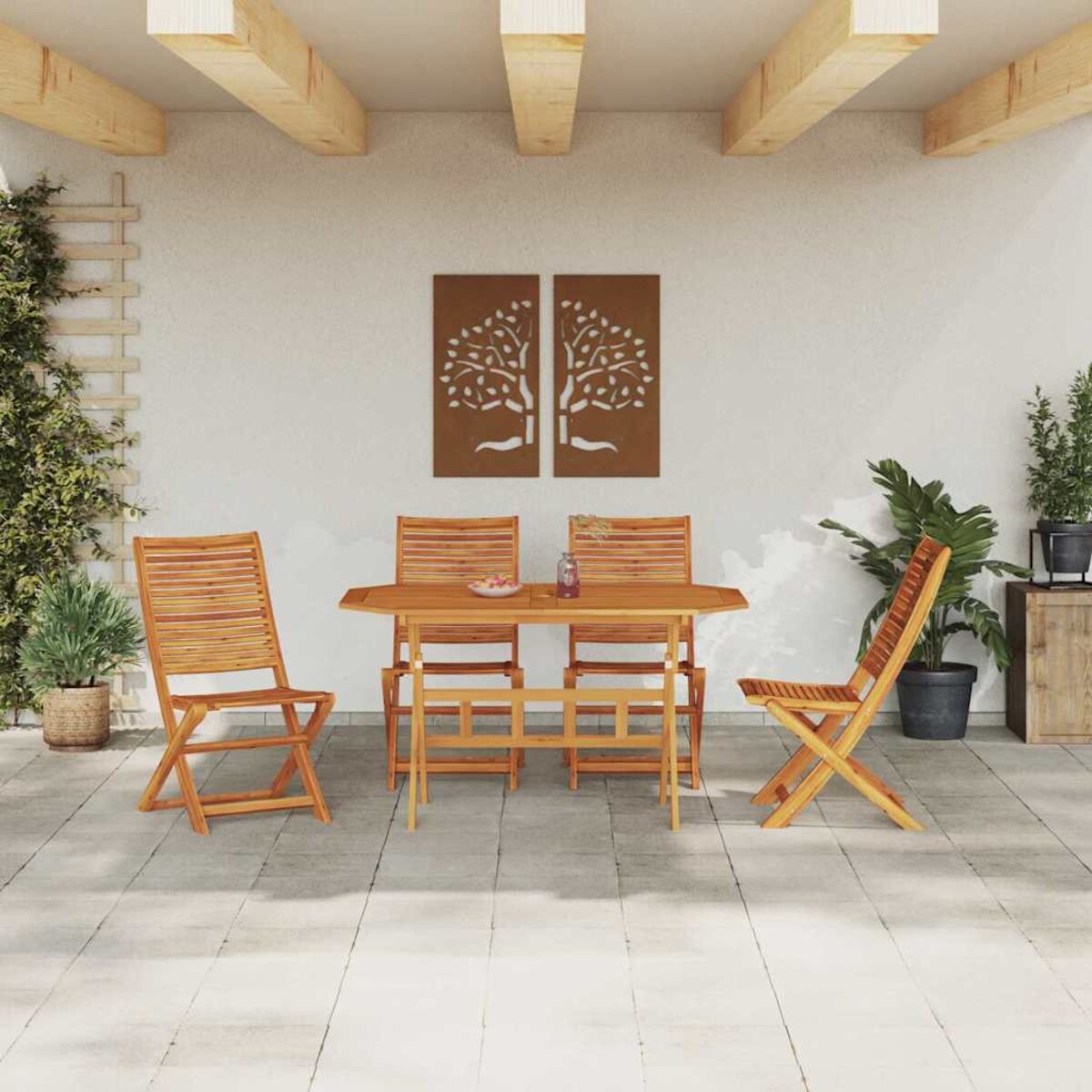 vidaXL Zestaw do jadalni w ogrodzie 5 pcs Brązowy lite drewno akacjowe