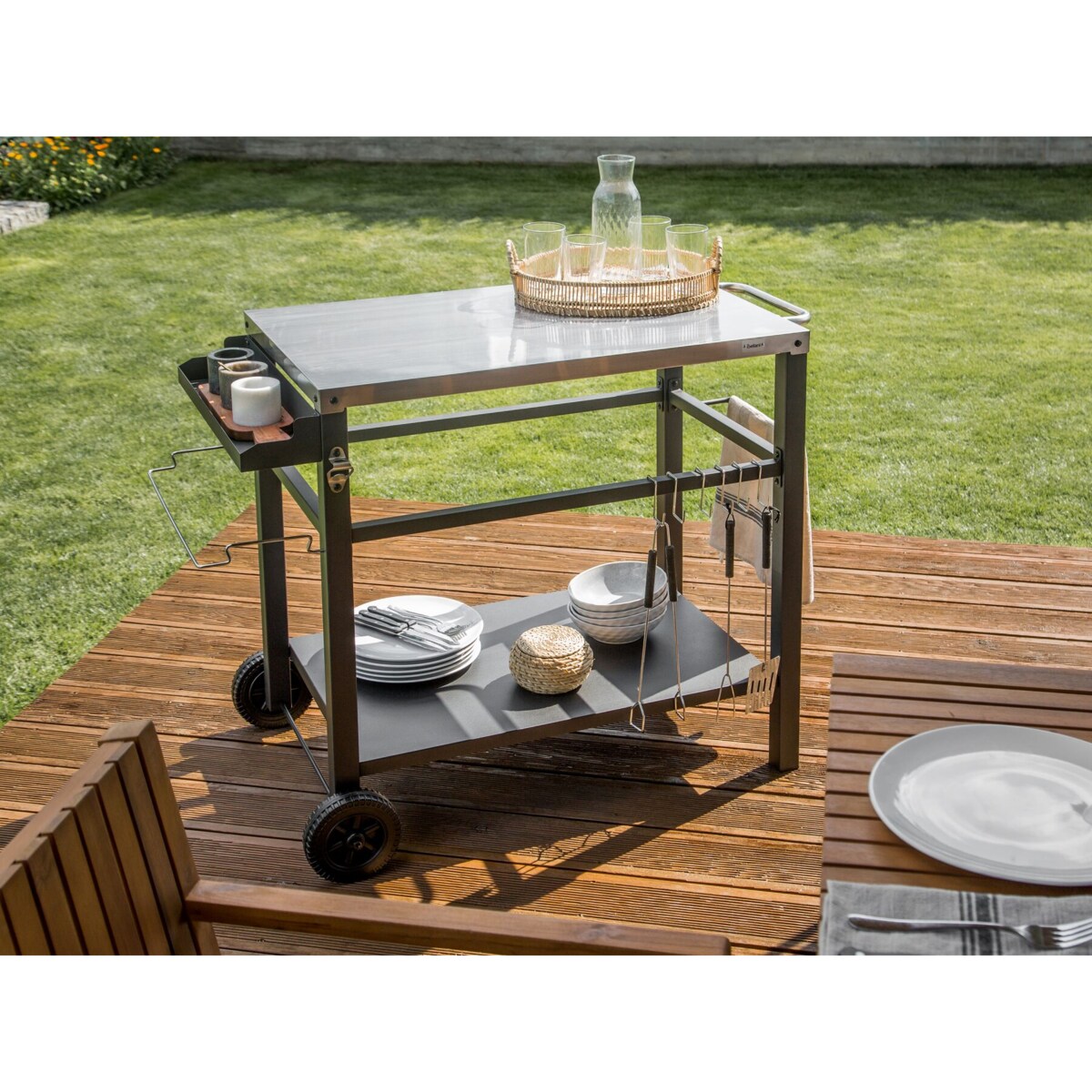 Wózek kuchenny ogrodowy metalowy czarny SPIAZZI