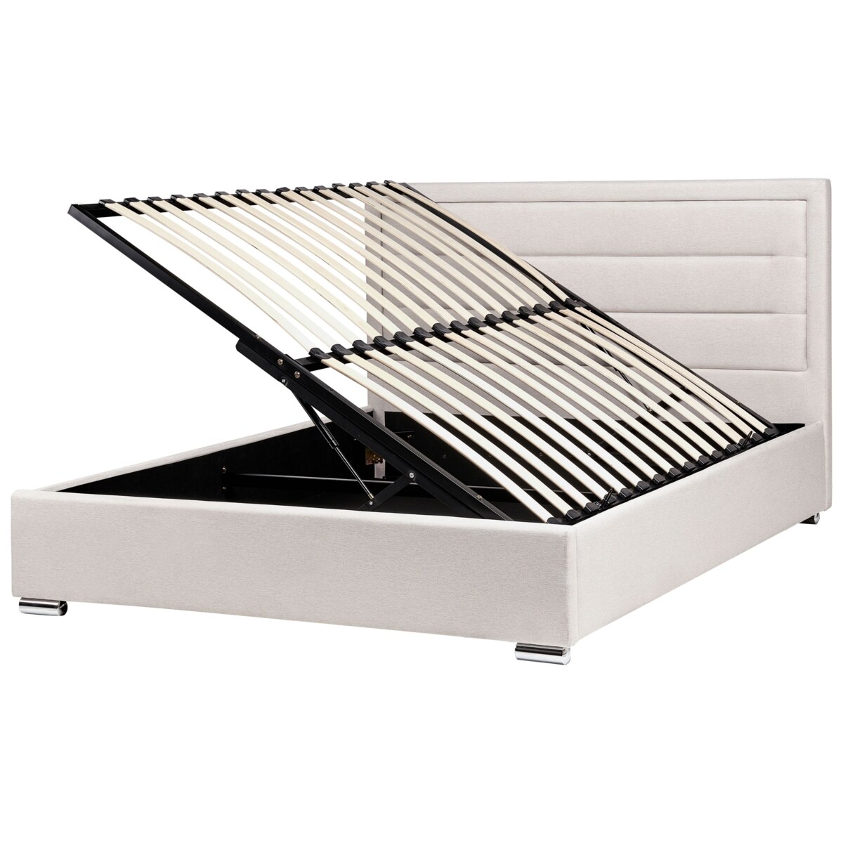 Łóżko z pojemnikiem ROUEN 160 x 200 cm Jasnobeżowy