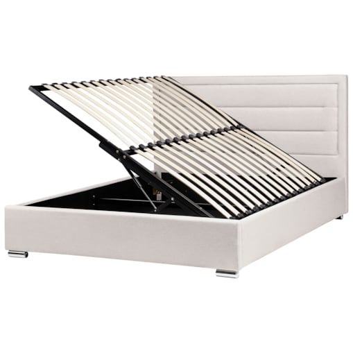 Łóżko z pojemnikiem ROUEN 160 x 200 cm Jasnobeżowy
