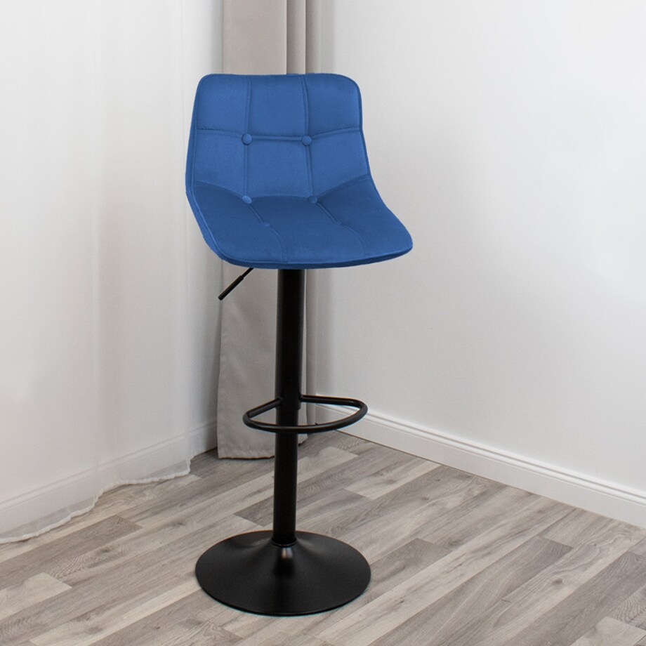Hoker regulowany krzesło barowe tapicerowane welurowe granatowe