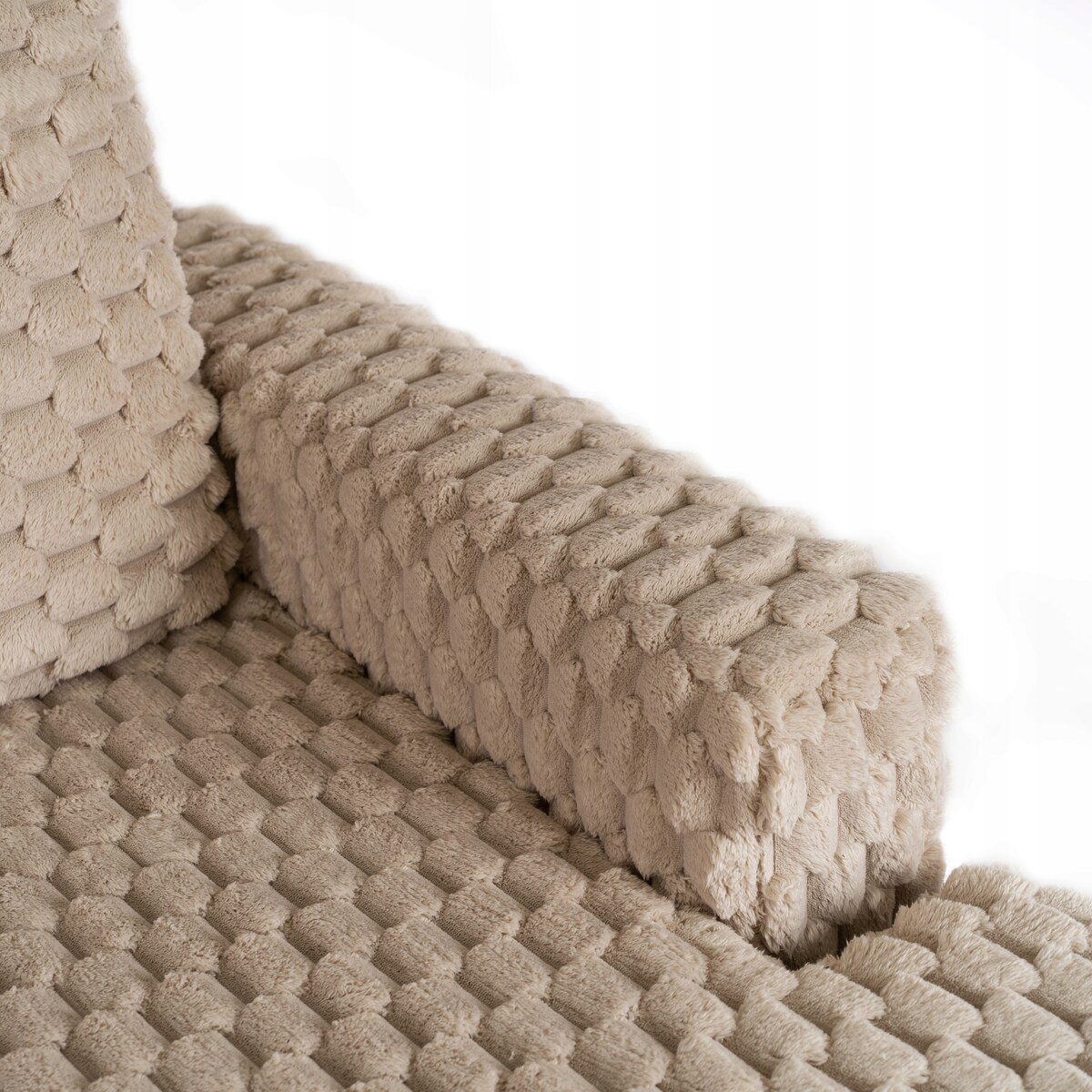 Fotel Wypoczynkowy Kanapa Sofa do Spania Salonu Welur Pluszowy KOBEL Beżowy