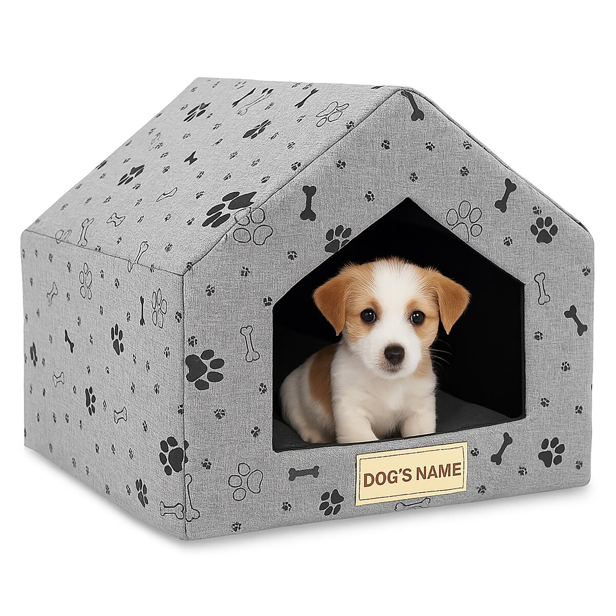 Legowisko Dla Psa Kota Posłanie Mata Domek Kości 50X40X38 Cm Czarne